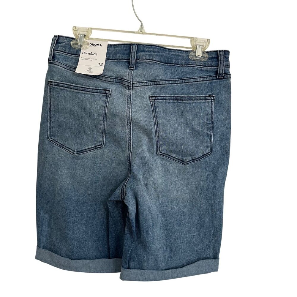 Sonoma Womens Bermuda Denim Shorts Size 12 Jorts Cotton Blend Vacation Beach - Picture 2 of 9